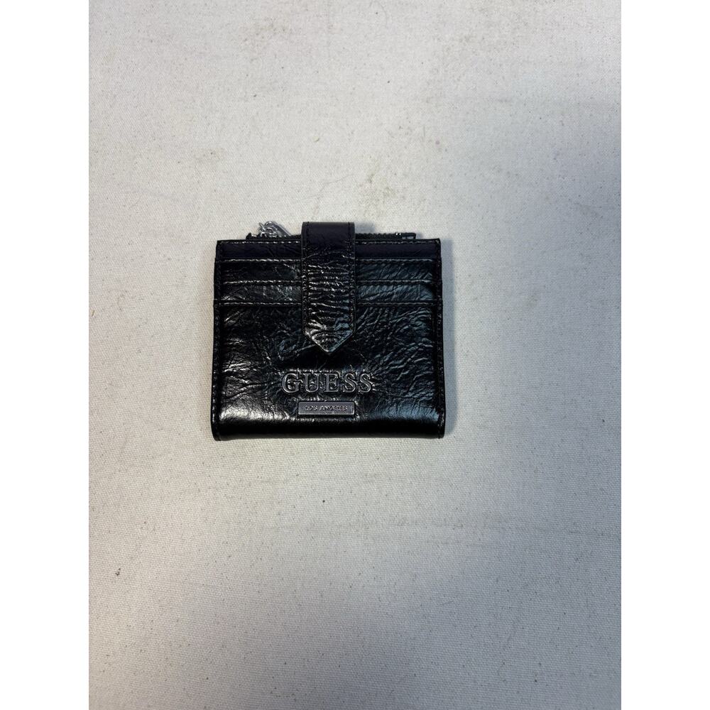 Guess Black Faux Patent Leather Credit Card Wallet
